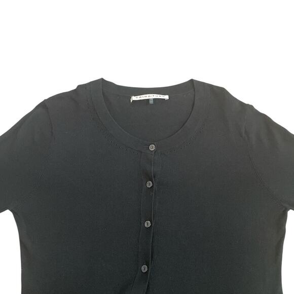 Trina Turk Cardigan Sweater Cotton Modal Long Sleeve Black Minimalist Capsule - Picture 4 of 11